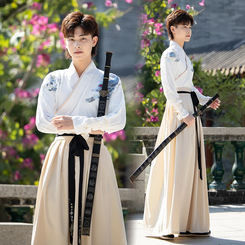 Abito Hanfu Tradizionale Cinese Da Donna – Set 4 Pezzi In Chiffon, Ricamato, Leggero, Perfetto Per Feste E Spettacoli