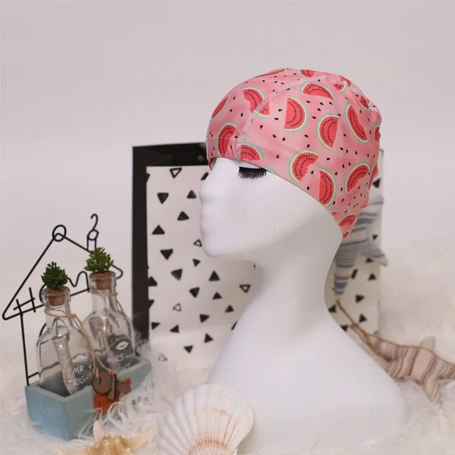 Flower Print Fabric Swimming Cap Swiming Pool Protect Long Hair Ears Hat Swim Bathing Hats Caps for Women Men Adults Ladies Hat 19