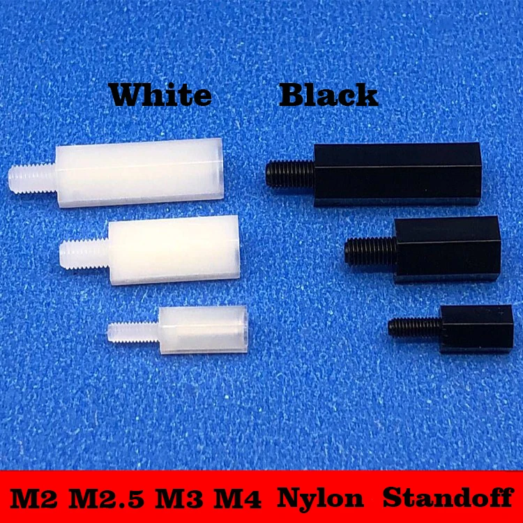 Color : White, Size : 30mm YJZG 20//50pcs M2//M2.5//M3//M4L+6mm Thread Black or White Spacing Screw Plastic for PCB Motherboard Fixed Nylon Standoff Spacer Pillar