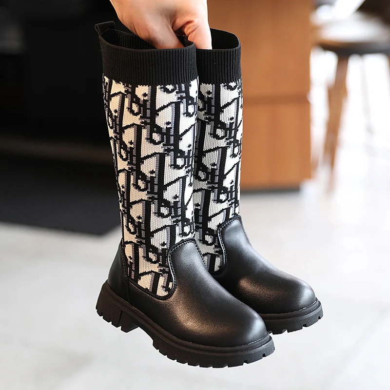 

New Fashion Children Boots Girls Long Boots Kids Socks Boots Autumn Winter Princess Girls Boots