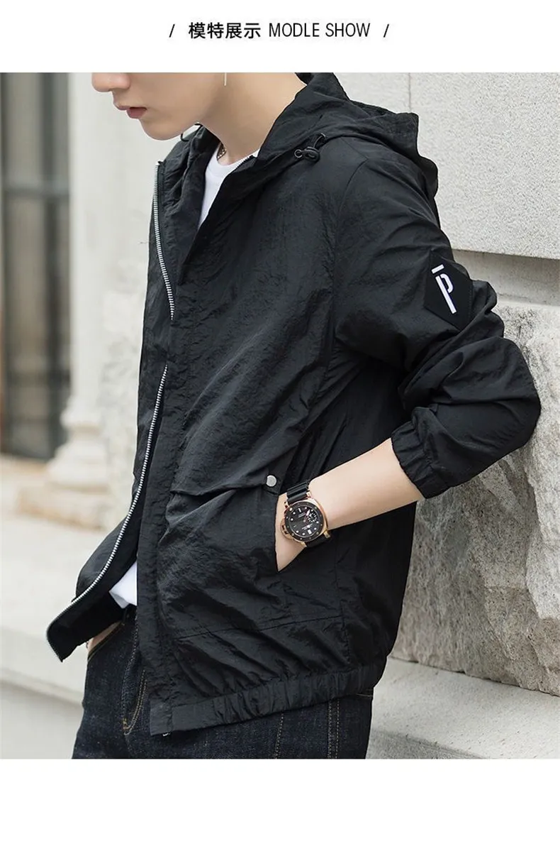 2019 Autumn Mens Jackets Windbreaker Jacket Coat Male Hooded Collar Lightweight Jacket Men Fashion INS Style Brand MuLS Fit 4XL 11