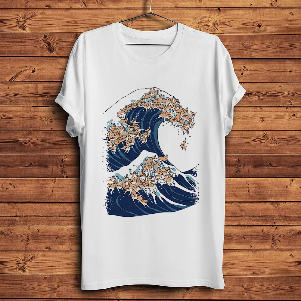 Забавная футболка The Great Wave of Chihuahua dog мужская белая Повседневная Мужская в