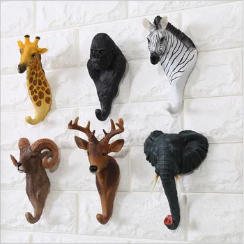 

Country Animal Deer Head Decoration Hook Wall Hanging Entrance Storage Retro Key Frame Clothes Towel Racks Self Adhesive Hooks