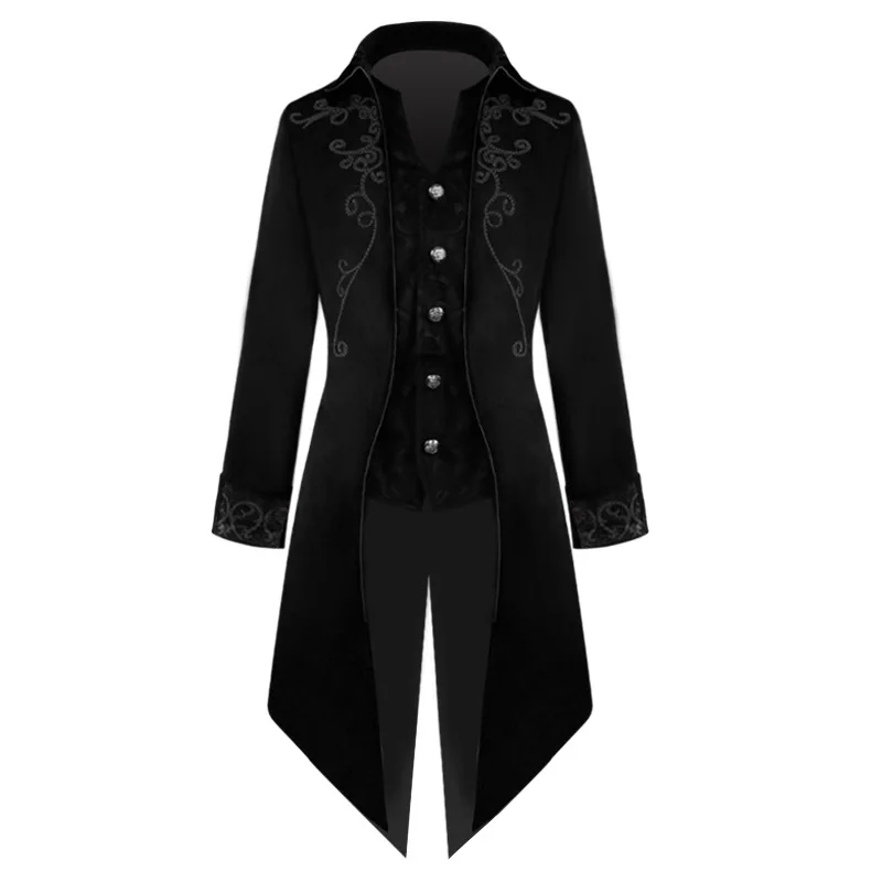 Adult Men Medieval Tuxedo Costume Court Gothic Steampunk Trench Coat ...