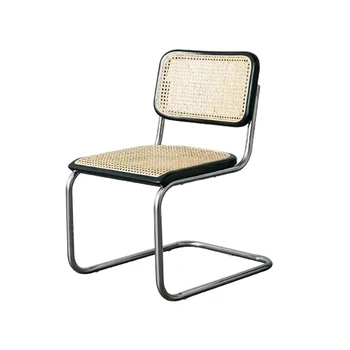 

Dining chair with natural rattan, hand make rattan chair on iron skeleton,suitable for reading room,kitchen,office chair