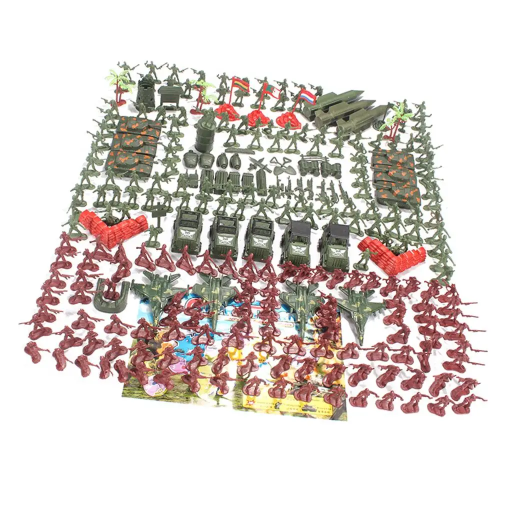 307 Pcs Army Men Army Soldier Plastic Toys Military Action Figures Playset with Tanks, Planes, Soldier Accessories