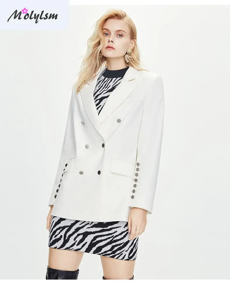 Autumn\Winter 2020 New Korean Blazer Medium Length Double Breasted Fashion Counter Suit Temperament Coat