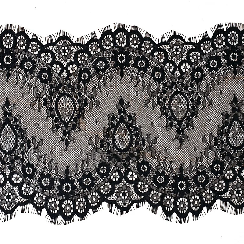 23cm 3meter French Eyelash Lace Trims Embroidery Black Lace Fabric DIY Garments Sewing Accessories Handmade Patchwork Crafts