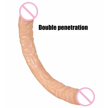 Super Long Double Dildos Double Penetration Vagina and Anus Dick Soft Double Head Penis Realistic Phallus Sex Toys for Lesbian 4