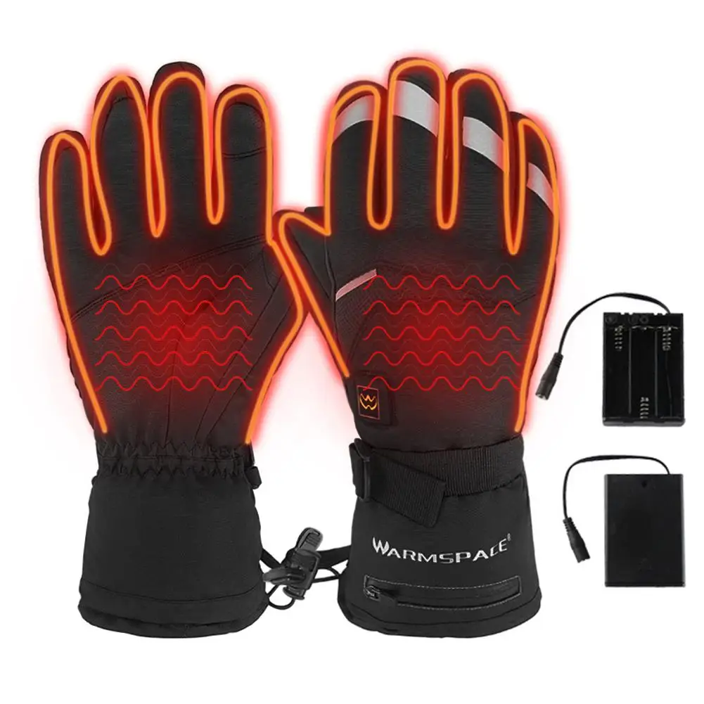 Перчатки для катания на лыжах с подогревом, на батарейках, нагревательные перчатки для Мотоциклетный лыжный велосипедный зимний уличный спортивный женский мужской теплый утолщенный - Цвет: M