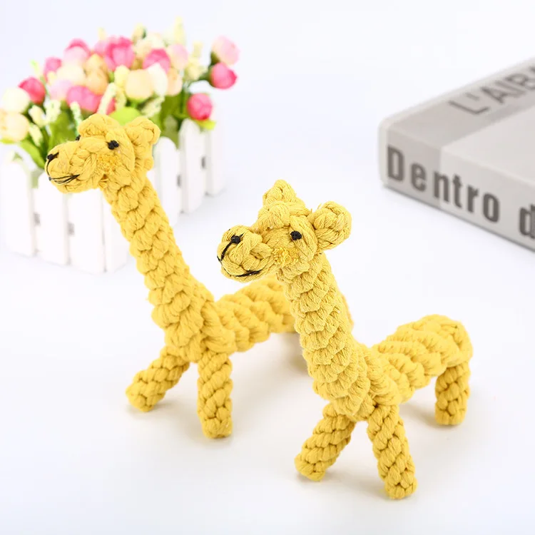 

Pet Cotton Rope Toy Hand-woven Animal Giraffe Dog Molar Cotton Rope Pet Toy Interactive Toy