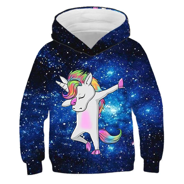 Girls Unicorn Hoodies 4 5 6 7 8 9 10 11 12 -14 Years Kids Sweatshirt Unicorn Hoodies Boys Hooded Autumn and Winter Girl Clothes Tzwy-s1128