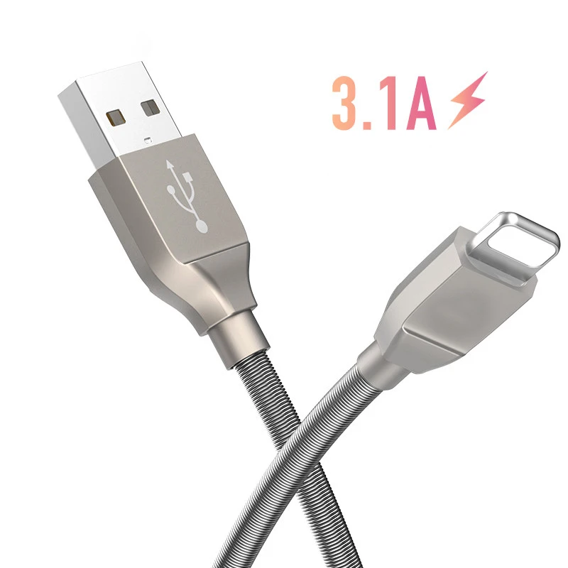 3.1A металлический Плетеный USB кабель для быстрой зарядки iphone XR XS X 5 6 6S 7 8 Plus планшет