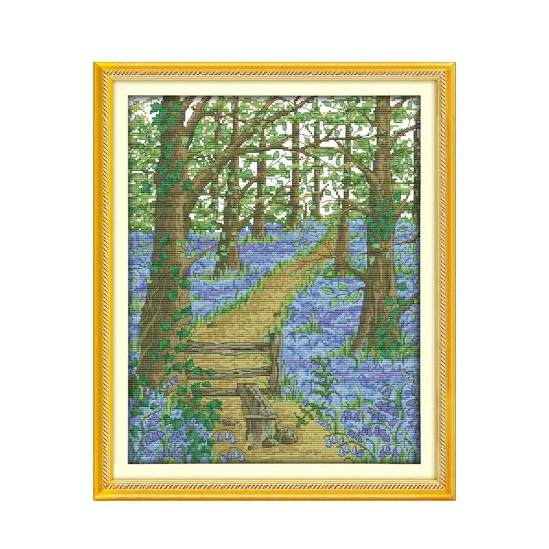 The flower path in the forest cross stitch kit 18ct 14ct 11ct count printed canvas stitching embroidery DIY handmade needlework | Дом и сад