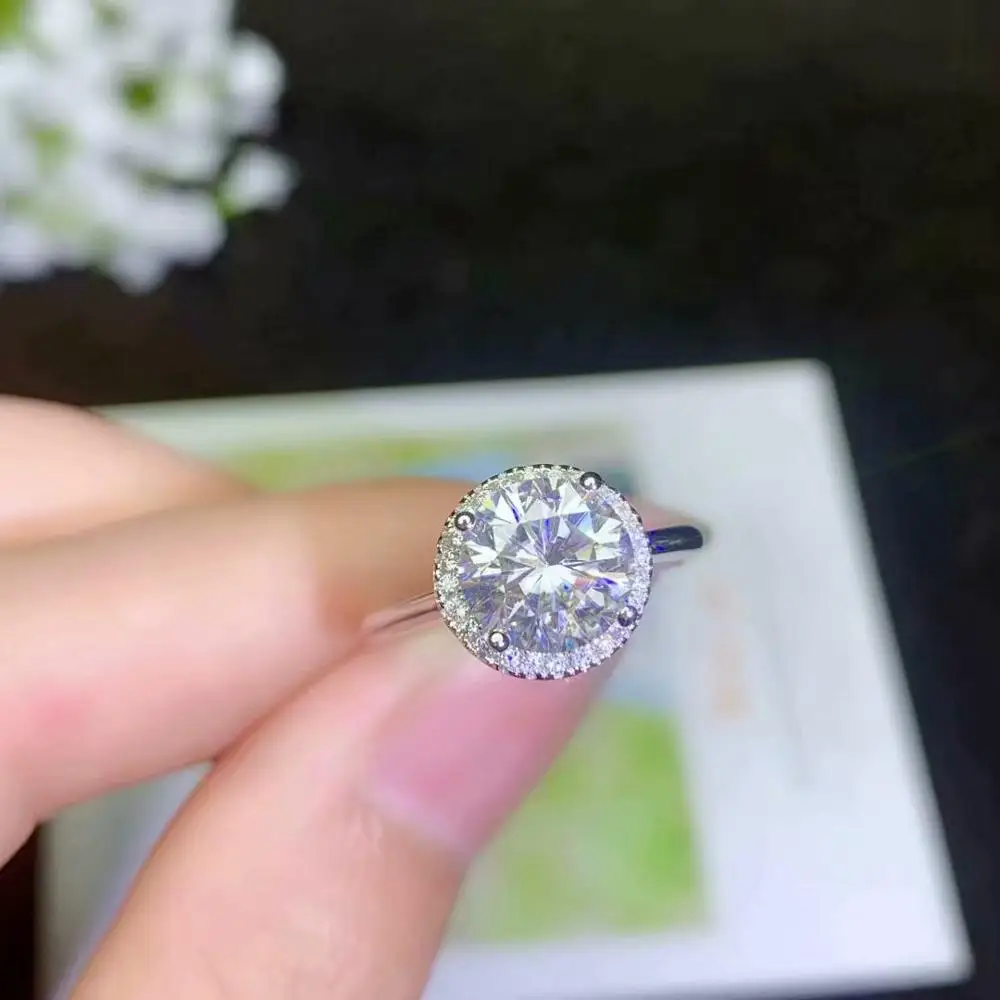 Moissanite новое кольцо, серебро 925 пробы, красивый цвет, сверкающий, 1 карат 2 карат Алмазный Муассанит