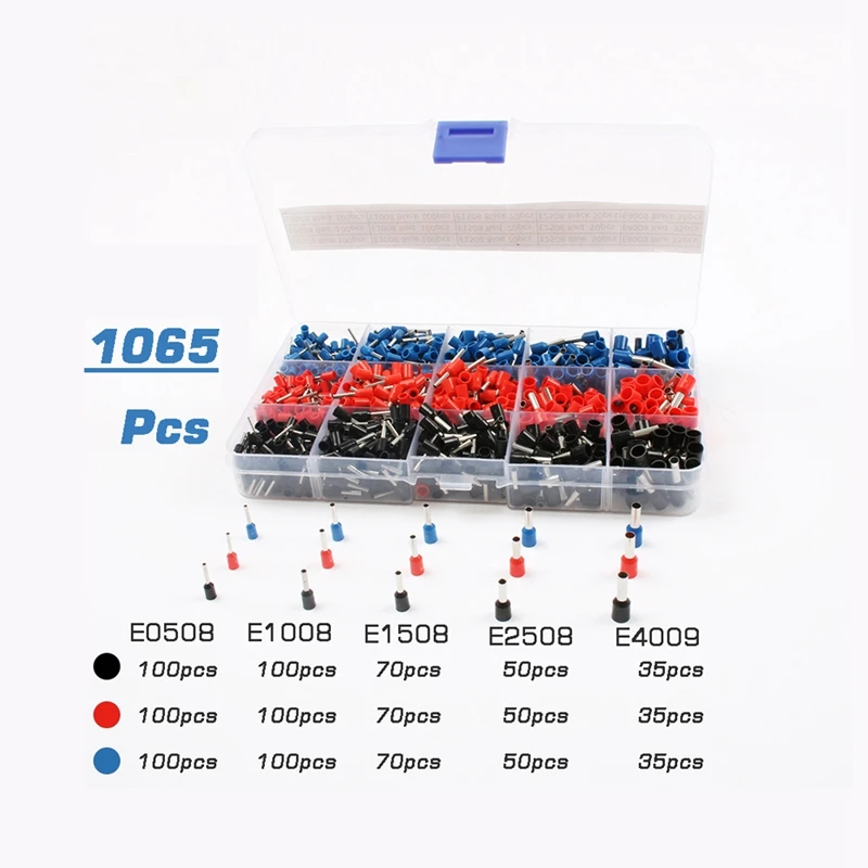 Горячая XD-1065pcs/комплект 3 цвета 22 ~ 12AWG провод медный обжимной разъем Изолированный Шнур контактный Конец Терминал Bootlace cooper наконечники