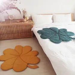 Tapis de sol en coton à feuilles de trèfle pour bébé, couverture de jeu rampant, décor de chambre d'enfant 