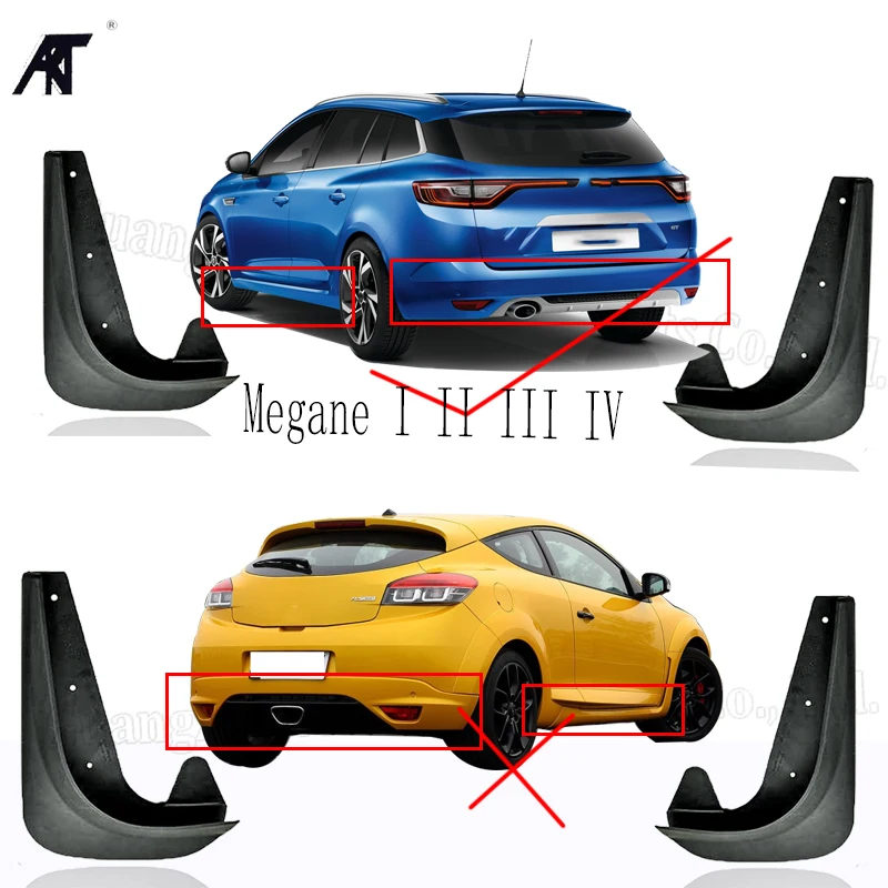 Mud Fender Flaps Splash Guard Mudflaps Mudguard Cover Trim For Renault Megane I II III IV Grand Coupe GT RS Trophy Dynamique
