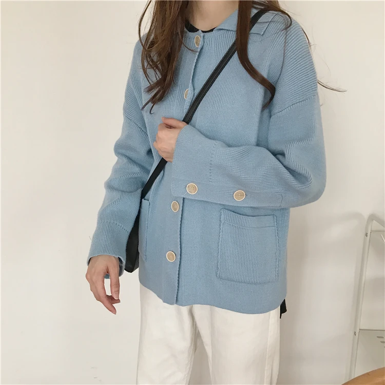 Ulzzang, студенческий стиль, шикарный некрупный Кардиган для девочек, вязаный свитер, женские свитера, Kawaii, Женская Корейская одежда Harajuku, женская одежда