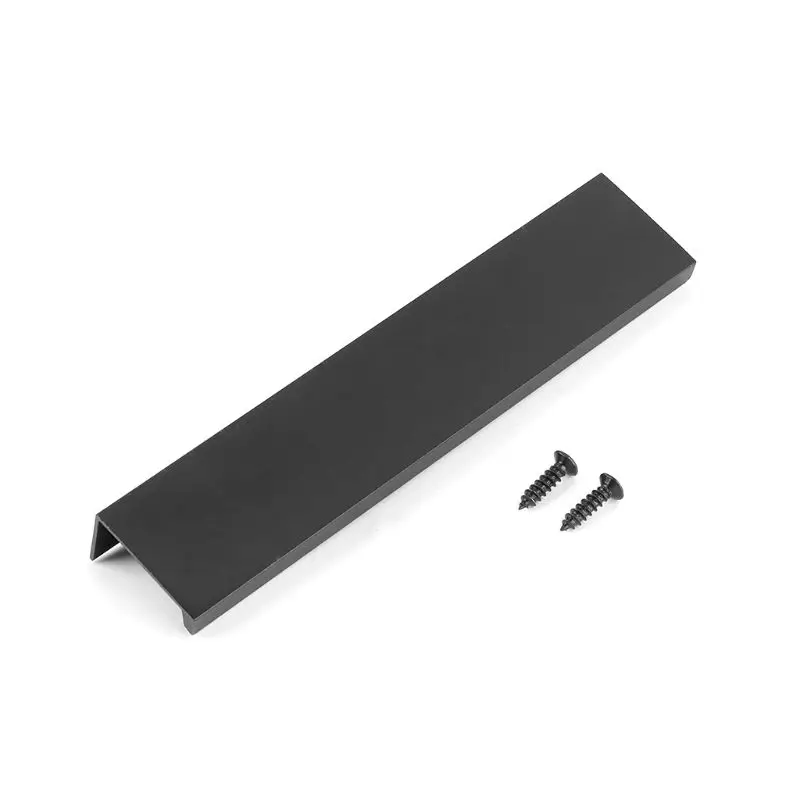 150mm Современные кухонные шкафы с длинной скрытой темной ручкой из алюминиевого сплава с открытым отверстием для выдвижных ящиков, черная дверная ручка для шкафа - Цвет: 150mm