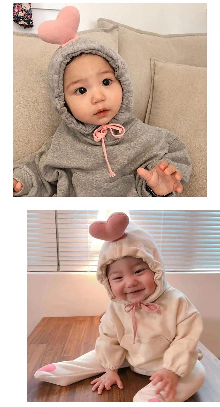 Autumn and Winter Baby Girl Bodysuit Baby's Three-dimensional Love Climbing Garment Long-sleeved Baby Clothing