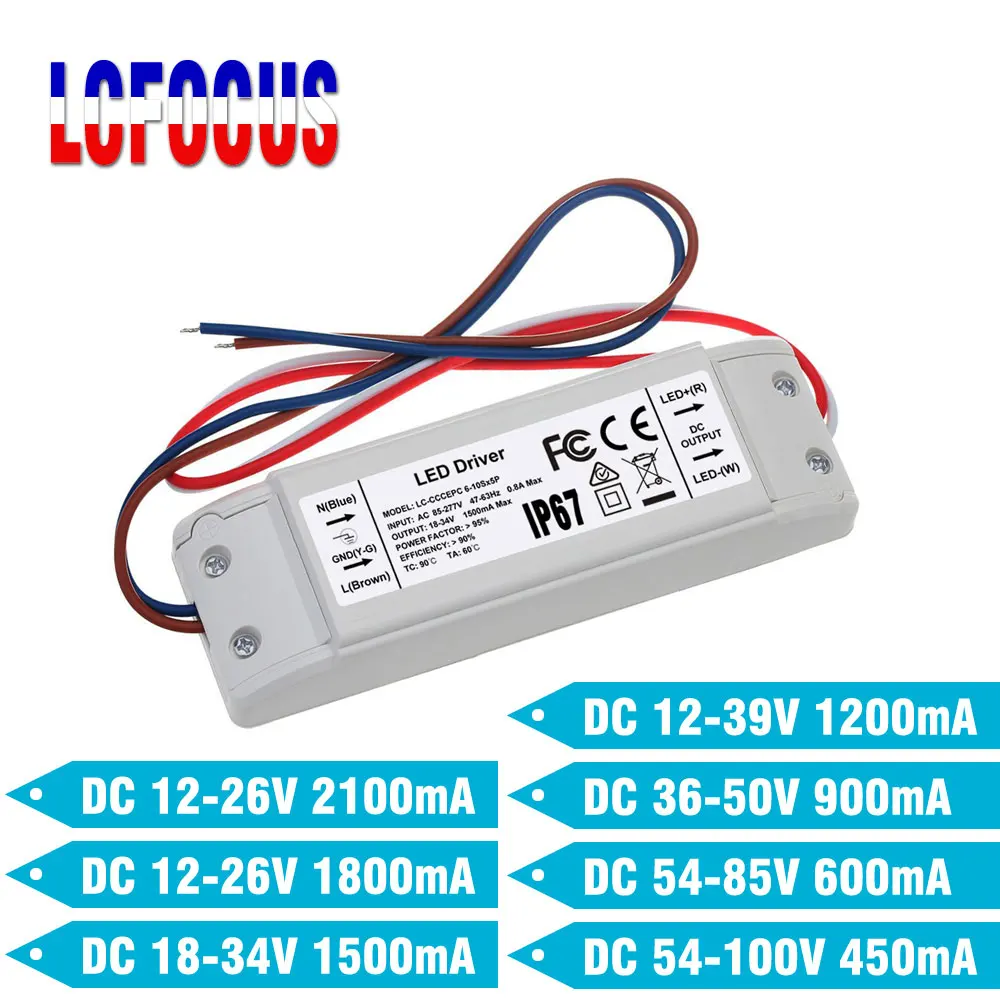 Светодиодный трансформатор постоянного тока 2100mA 1800mA 1500mA 1200mA 900mA 30 36 40 48 50 60 70 Вт