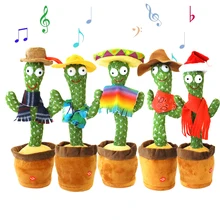 Jouet de danse Cactus en peluche pour bébé fille, haut parleur parlant, charge USB, répétition vocale, 120