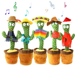 Jouet de danse Cactus en peluche pour bébé fille, haut parleur parlant, charge USB, répétition vocale, 120 