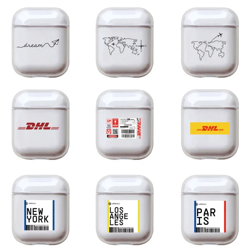 Милый DHL буквы Жесткий Чехол для Apple Airpods 2 крышка Роскошные прозрачные наушники
