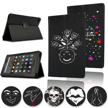 

Shockproof Tablet Case for Amazon Fire 7 / HD 8 / HD 10 - Printing Leather Pu Tablet Stand Foldable Protective Case