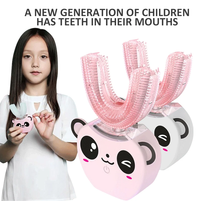 

U Type Children Electric Toothbrush Cartoon Kids Automatic Silicone Ultrasonic Toothbrush Child 360° Whitening Power Tool Brush