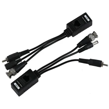 1 par 3 em 1 plugue bnc macho para rj45 áudio e vídeo power balun transceptor para câmera cctv