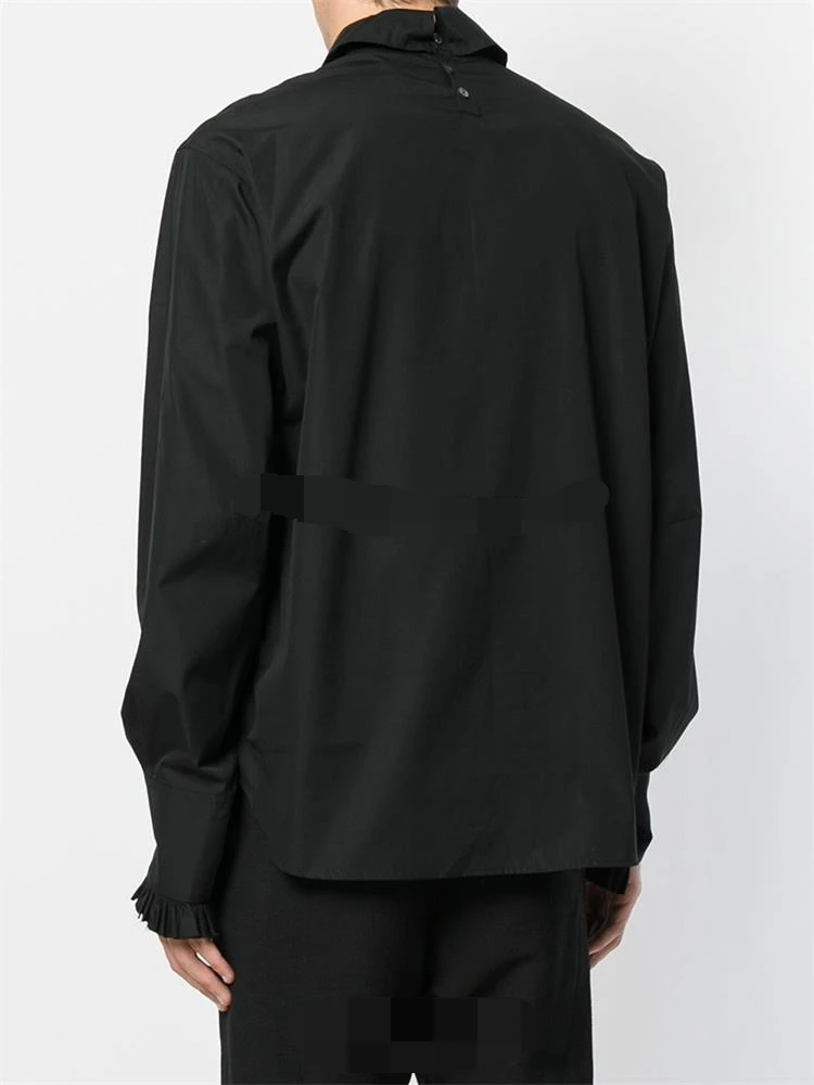 Men's Long Sleeve Shirt Spring And Autumn New Dark Lapel Pullover Fashion Mature Simple Casual Loose Large Shirt