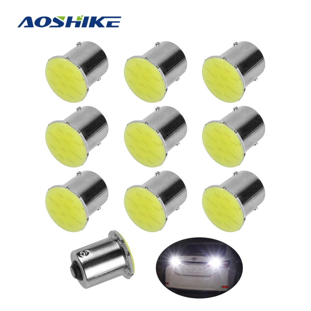

AOSHIKE 10PCS 12V 1156 White Cob P21 5W 12LED BA15S Car Turn Signal Light white Anti-strobe Motorcycle Brake Light Taillight
