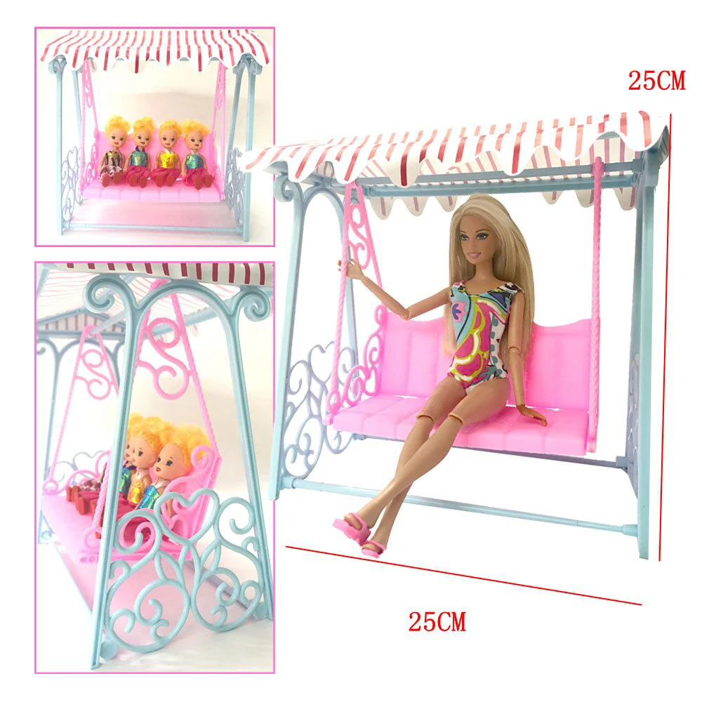 

1 Set Doll Accessories Princess Pink Cute Garden Swing For barbie Doll furniture Kurhn Doll Play House Toys For Children Toy