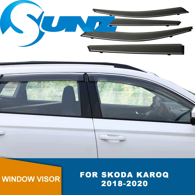 Дефлекторы боковых окон для Skoda Karoq 2018 2019 2020 дымчатые оконные козырьки