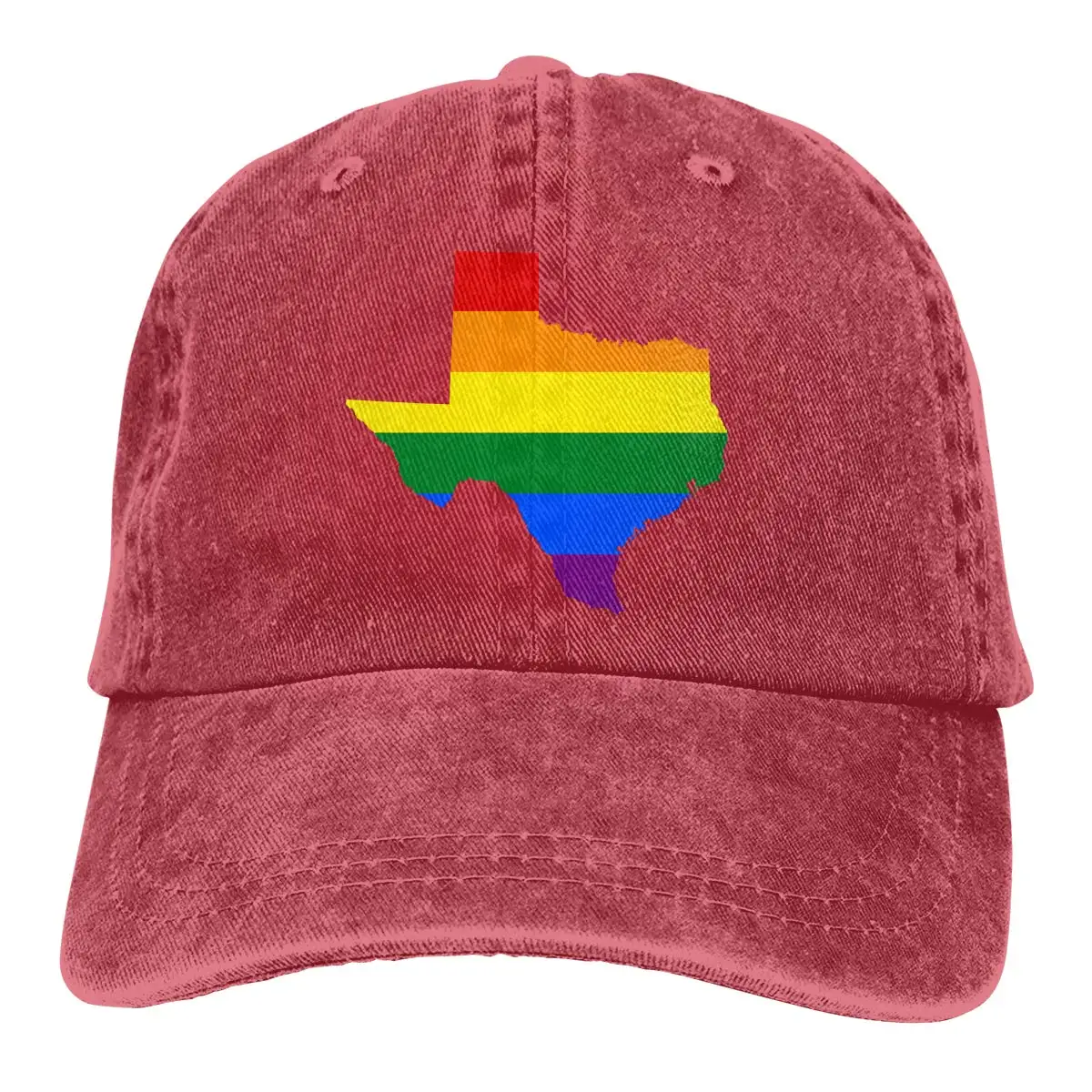 Унисекс LGBT флаг карта Техаса окрашенная вымытая джинсовая хлопковая бейсболка шляпа черная