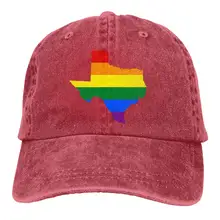 Унисекс LGBT флаг карта Техаса окрашенная вымытая джинсовая хлопковая бейсболка шляпа черная