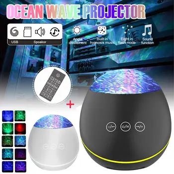 

Romantic Ocean Wave Projector Night Lamp Bluetooth Music player Water Wave USB LED Night Light for kids bedroom decor