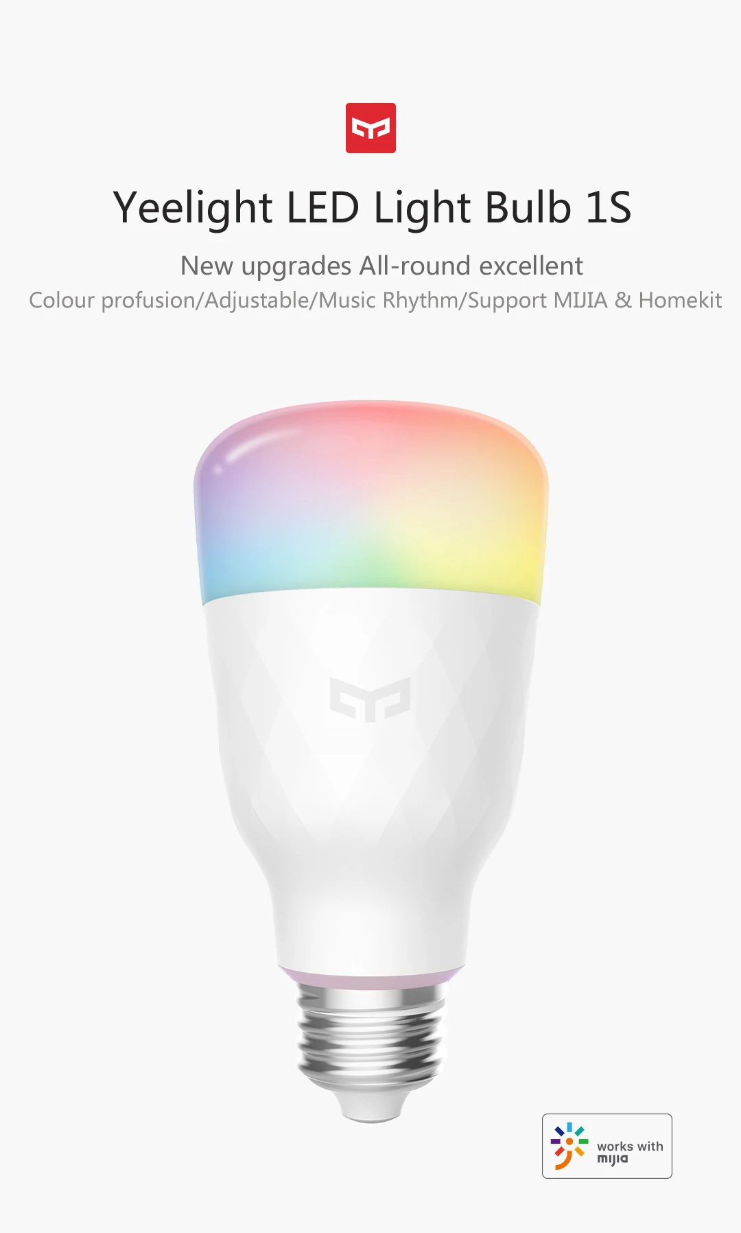 Yeelight 1S YLDP13YL E26 E27 8,5 Вт RBGW умный светодиодный светильник работает с Mijia Homekit AC100-240V для настольного напольного стола
