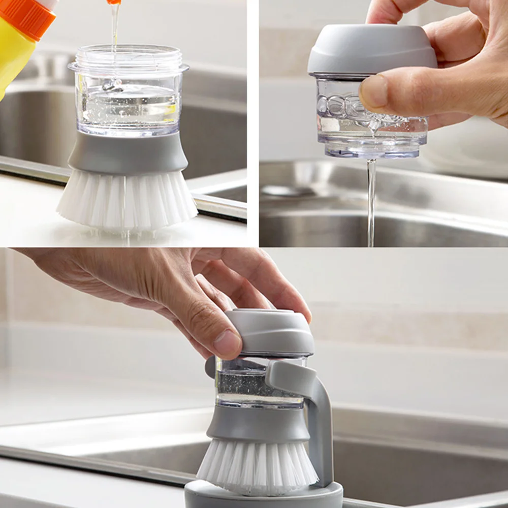 Практичный пресс-тип щетка для мытья посуды Бытовая кухонная посуда для мытья посуды горшок щетка для посуды с жидкой щеткой для чистки Прямая поставка