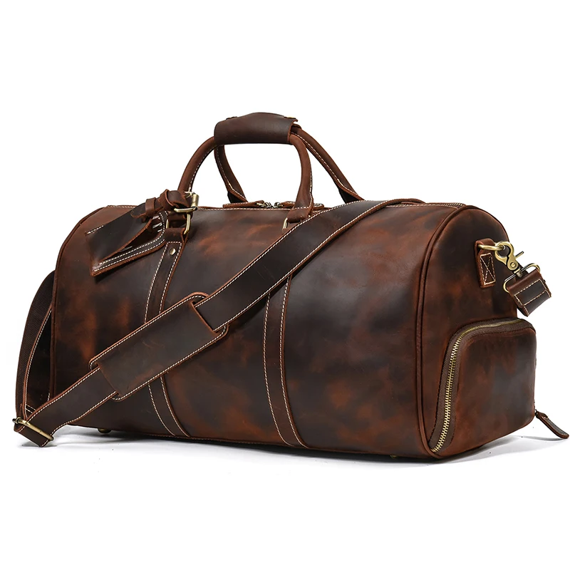 MAHEU Hot Selling Leather Travel Bag Vintage Crazy Horse Leather Travel Duffle Bag With