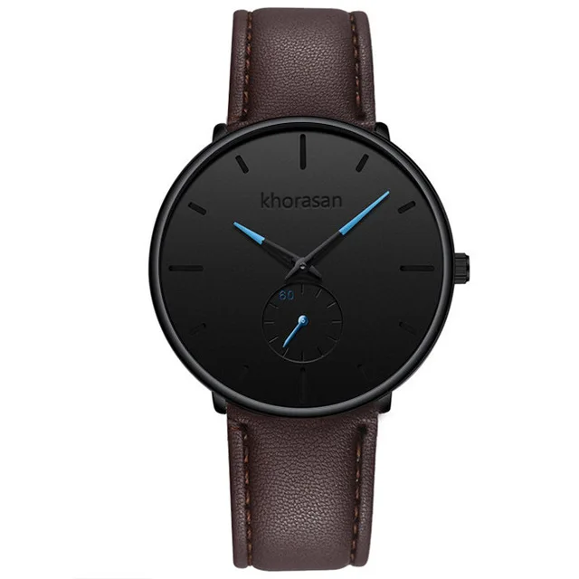 L brown blue Herren Uhren мужские модные часы Классические наручные часы Роскошные ультра тонкие часы Montre Homme Бизнес Кварцевые часы reloj hombre - Цвет: L brown blue