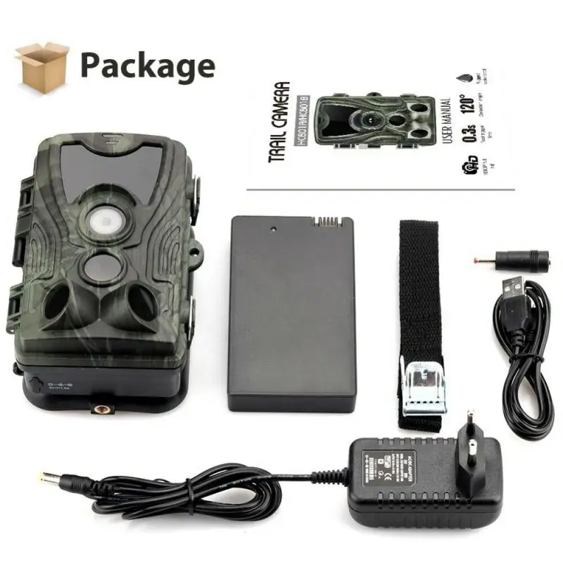 HC801A 5000Mah Li-battery 1080P охотничья камера 16MP Trail камера IP65 фото ловушки 0,3 s триггер время Дикая камера