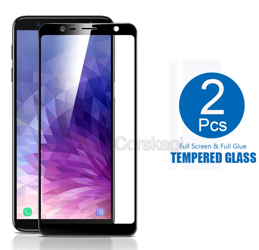 2 шт полное покрытие прозрачное закаленное стекло для Samsung Galaxy J8 J4 J6 Plus 2018 A6 + A7 A750F J2