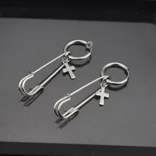 1 шт. KPOP DNA Корейская V популярная безопасная цепочка крест из нержавеющей стали серьги-гвоздики для женщин и мужчин серьги в стиле панк свисающие ювелирные изделия