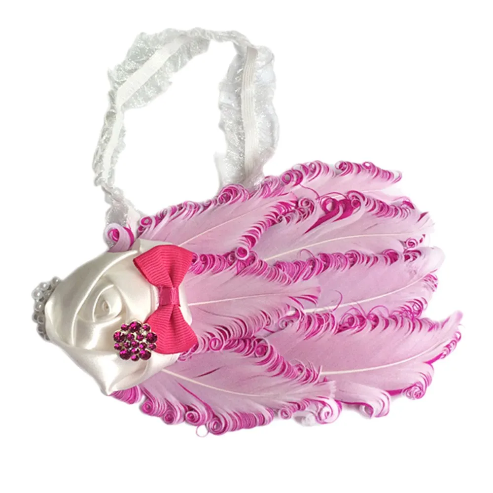 Baby Girls Newborn Headwear Baby flower bow feather headband feather baby headband girl hairbands bow hair Headbands