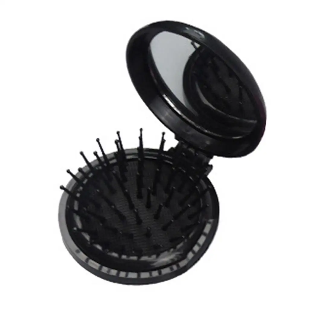 

Convenient Portable Comb Hairderssing Round Comb Foldable with Mirror Hair Styling Tool Fashion Casual