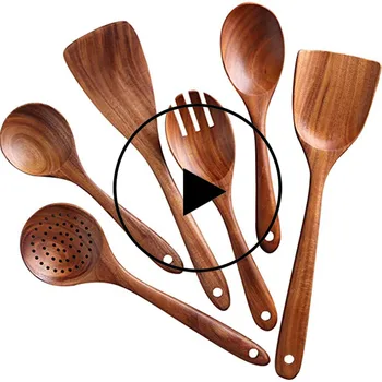 

Kitchen Utensils Set,Wooden Cooking Utensil Set Non-stick Pan Kitchen Tool Wooden Cooking Spoons and Spatulas Wooden Spoons