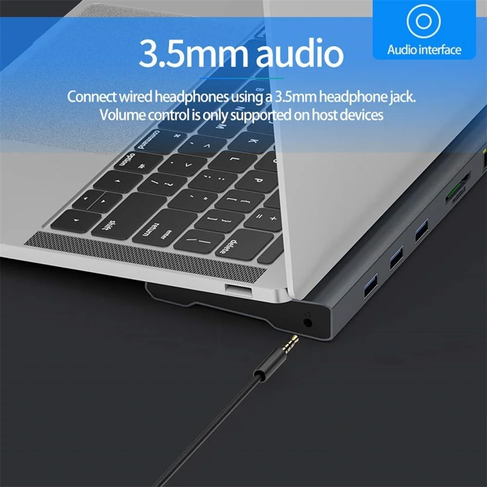 10 в 1 концентратор USB 3 C 4K док станция type HDMI RJ45 Gigabit Lan PD источник питания thunderbolt Для